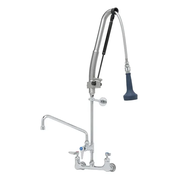 T&S B-0133-12-CRB8P Robinet de prérinçage mural - Hauteur 38 7/16 po - Avec buse pivotant 12 po
