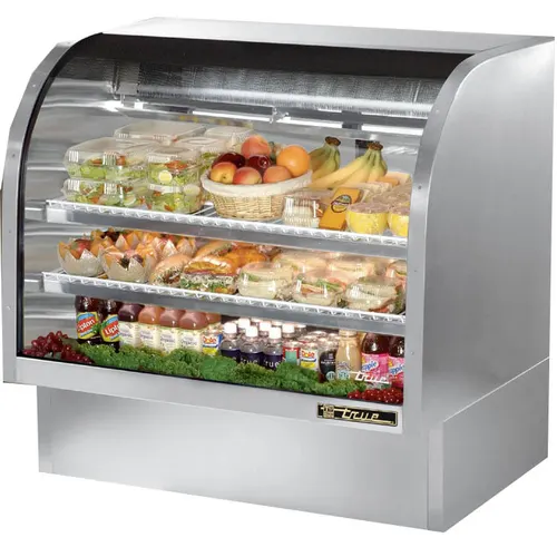 Vitrine de présentation en verre incurvé True TCGG-48-HC-LD - Largeur 48 po · Noir