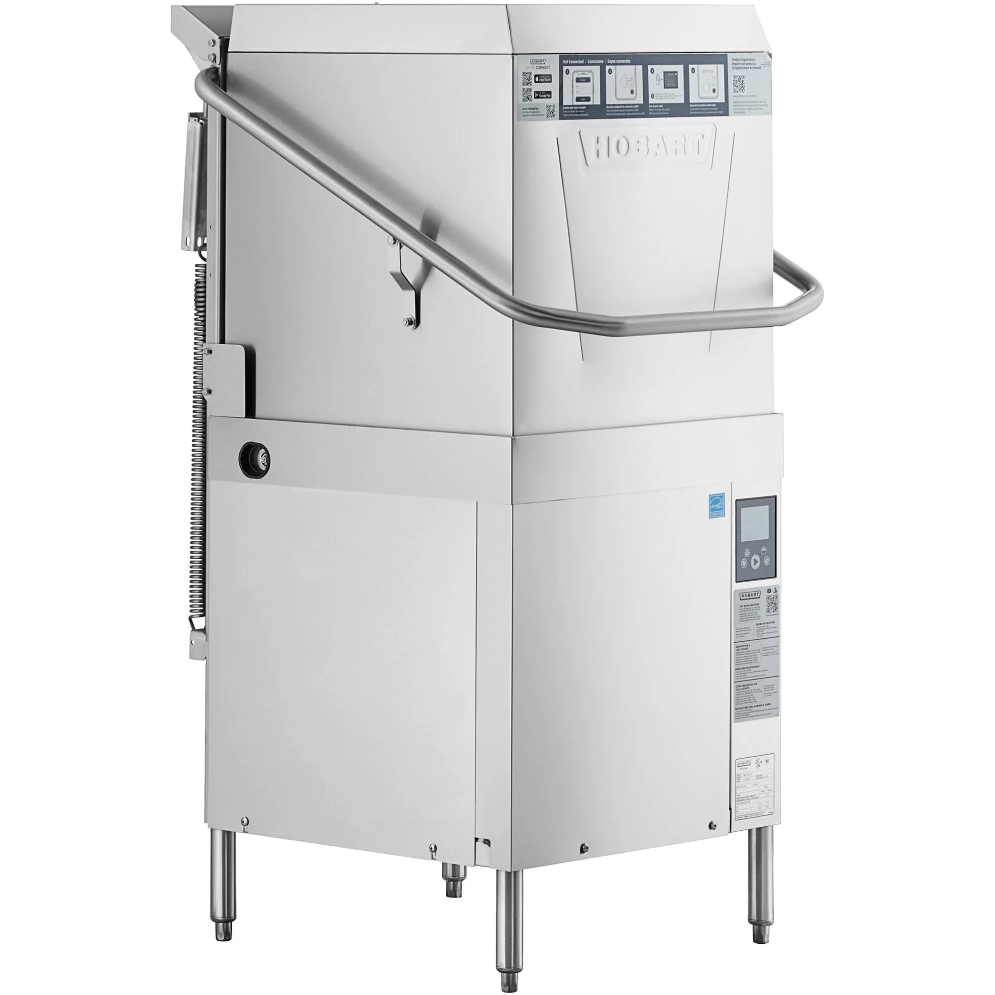 Lave-vaisselle haute température sur base à porte électrique avec chauffe-eau d'appoint Hobart AM16-BAS-2 - 208-240V, 3 Phase