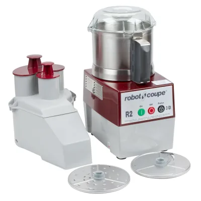 Robot culinaire combiné à alimentation continue, bol en acier inoxydable, 2 disques, avec Robot Coupe R2N - 1 hp