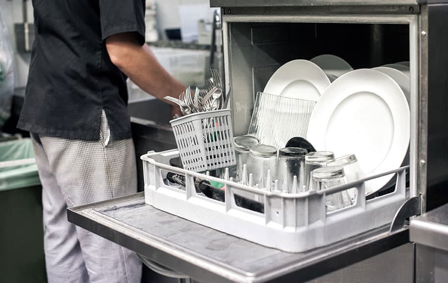 dishwasher being loaded